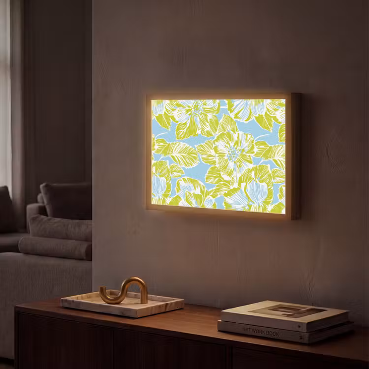 Modern - Bloemen - Groen Light Box met batterij (Wandlamp) middel 907 -sfeer1