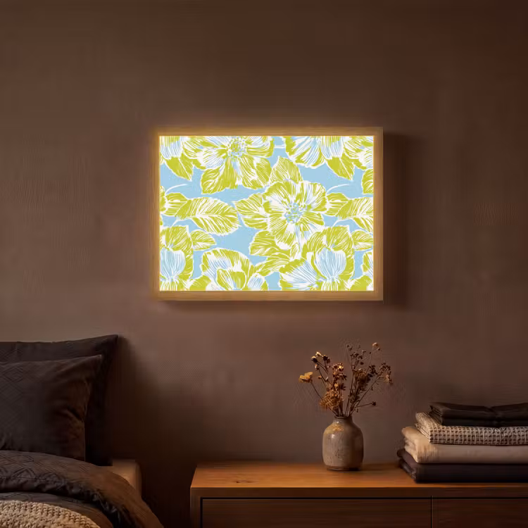 Modern - Bloemen - Groen Light Box met batterij (Wandlamp) middel 907 -sfeer4