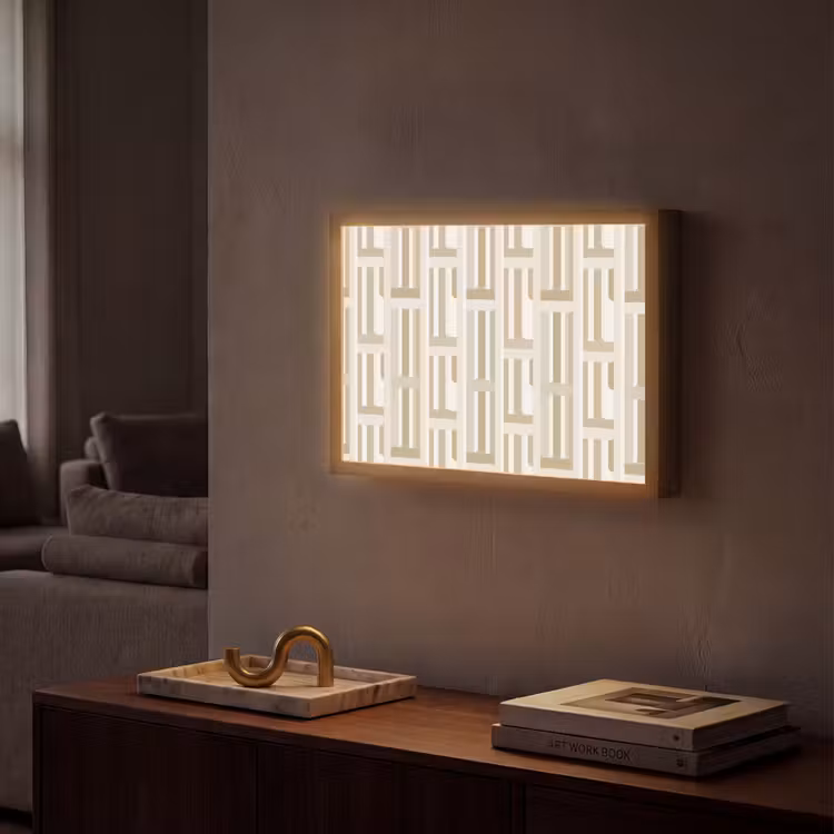 Modern - Geometrisch - Beige Light Box met batterij (Wandlamp) middel 907 -sfeer1