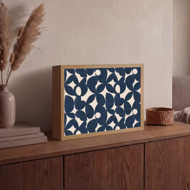Modern - Geometrisch - Blauw Light Box met batterij (Wandlamp) middel 907 -sfeer2