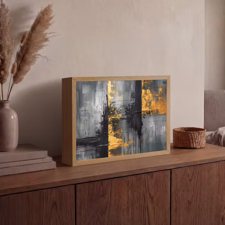 Modern - Goud - Grijs - Patroon Light Box met batterij (Wandlamp) middel -sfeer2