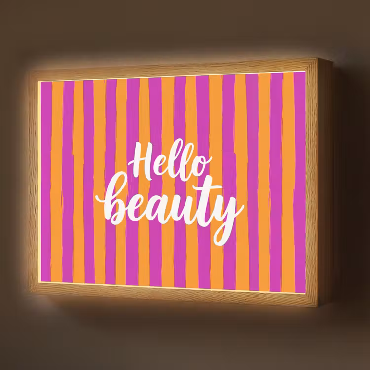Modern - Hello - Oranje Light Box met batterij (Wandlamp) middel -z3d_website