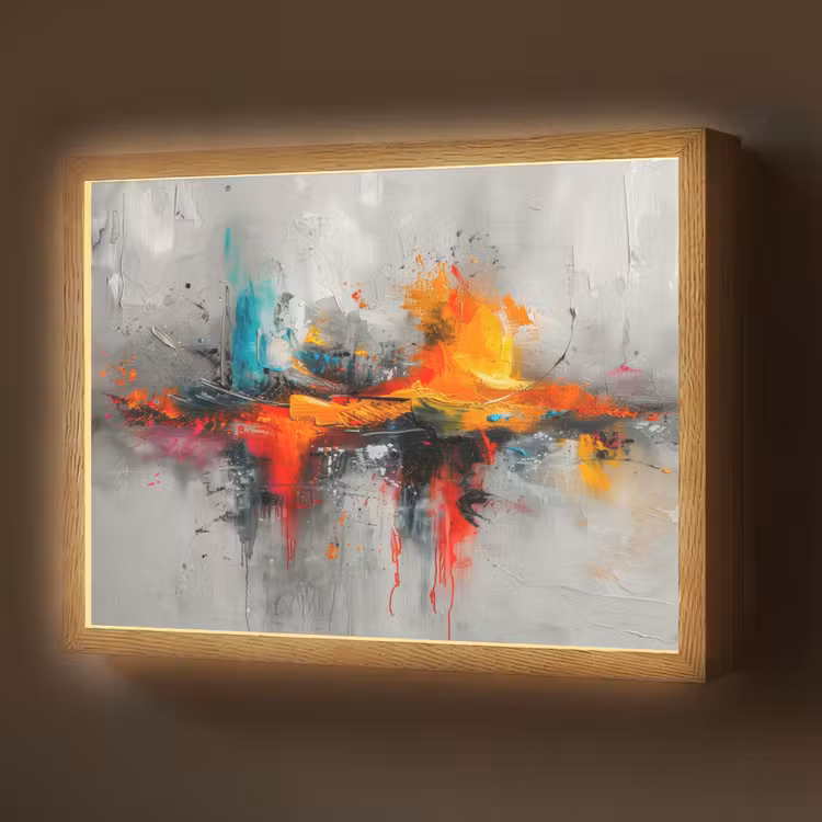 Modern - Oranje - Grijs - Kunst Light Box met batterij (Wandlamp) middel -z3d_website
