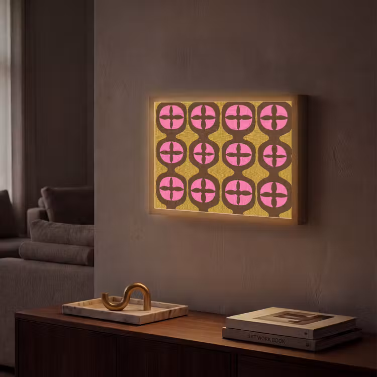 Modern - Patroon - Roze Light Box met batterij (Wandlamp) middel 907 -sfeer1