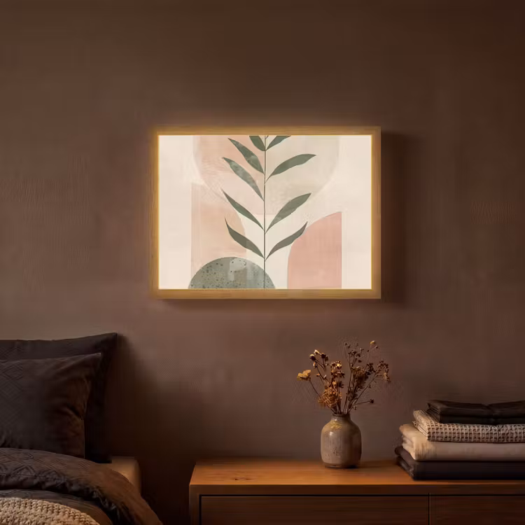 Modern - Roze - Groen - Natuur - Aesthetic Light Box met batterij (Wandlamp) middel -sfeer4