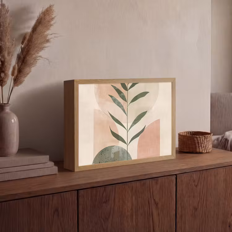 Modern - Roze - Groen - Natuur - Aesthetic Light Box met batterij (Wandlamp) middel -sfeer2