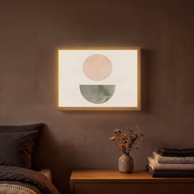 Modern - Roze - Groen - Natuur - Geometrisch - Vormen Light Box met batterij (Wandlamp) middel -sfeer4