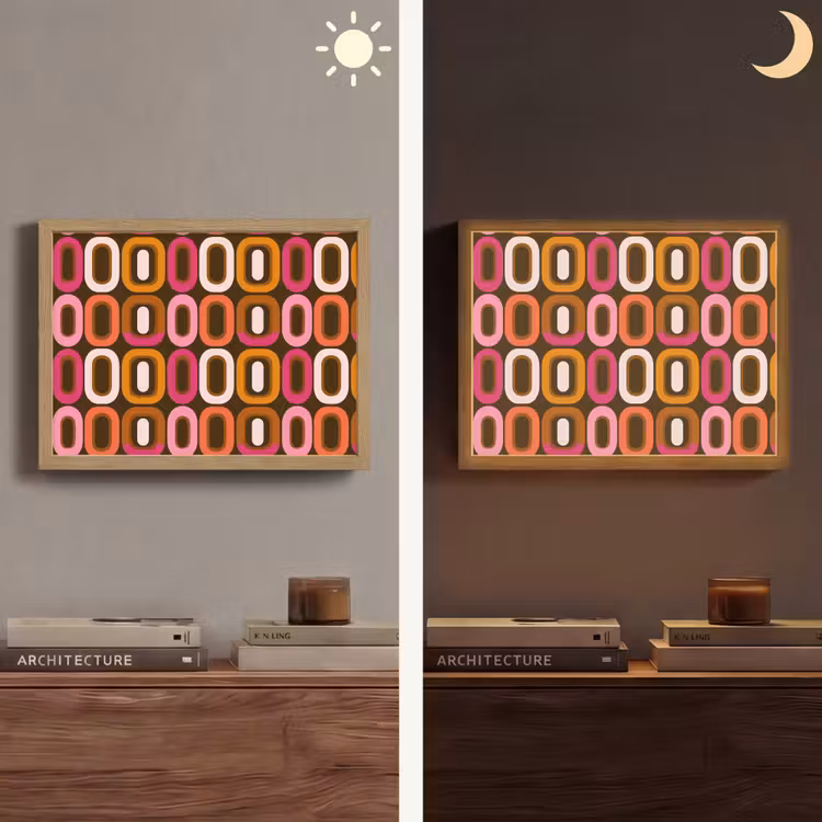 Modern - Retro - Kleurrijk Light Box met batterij (Wandlamp) middel 907 -sfeer3