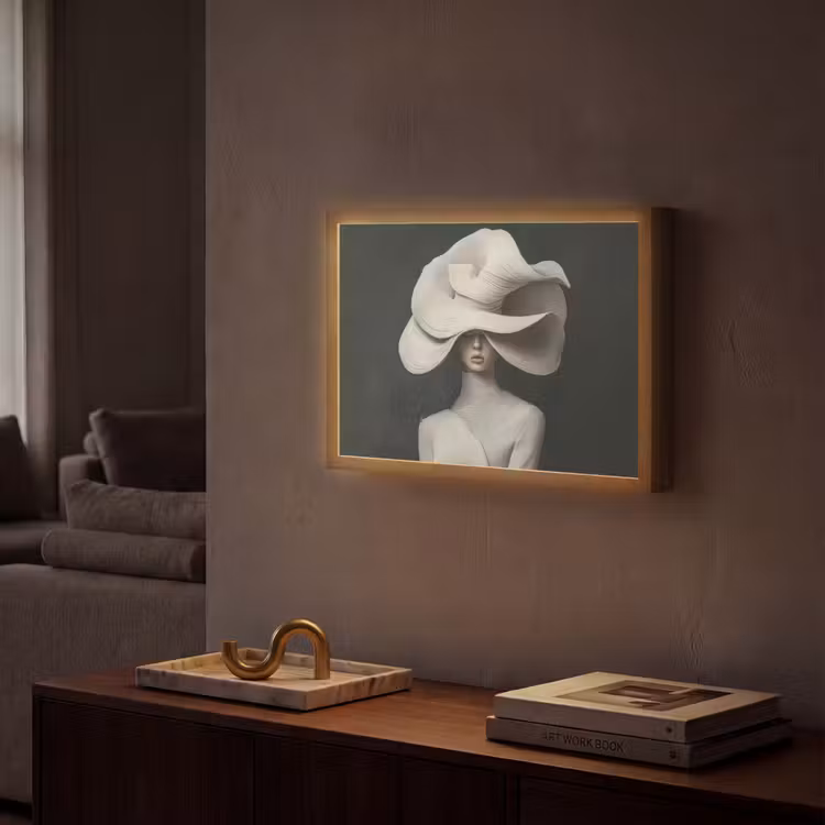 Modern - Vrouw - Hoed Light Box met batterij (Wandlamp) middel -sfeer1