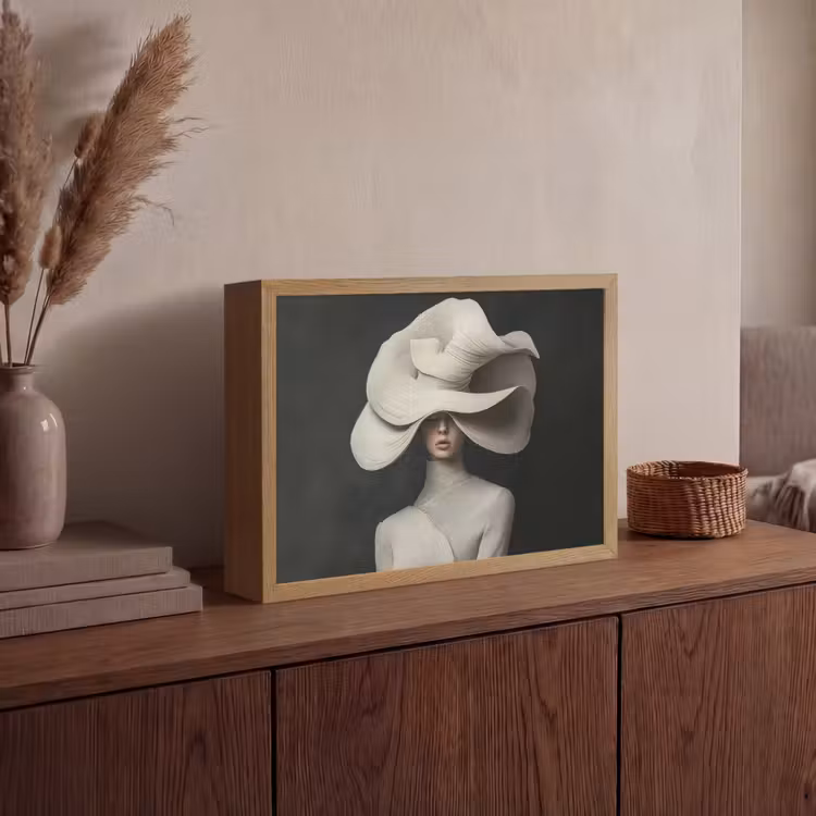 Modern - Vrouw - Hoed Light Box met batterij (Wandlamp) middel -sfeer2