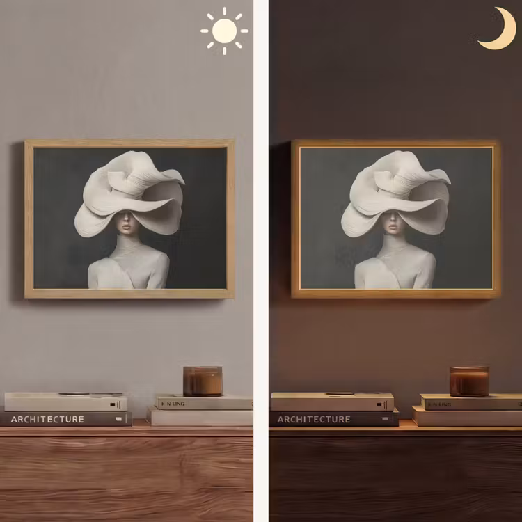 Modern - Vrouw - Hoed Light Box met batterij (Wandlamp) middel -sfeer3