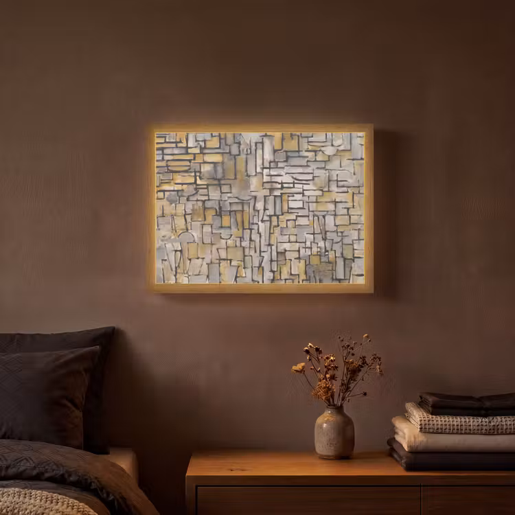 Mondriaan - Kunst - Oude meesters - Tableau I Light Box met batterij (Wandlamp) middel -sfeer4