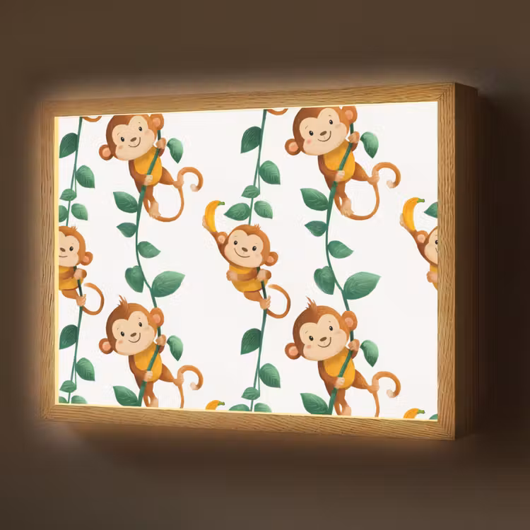 Apen - Lianen - Kleurrijk Light Box met batterij (Wandlamp) middel 907 -z3d_website