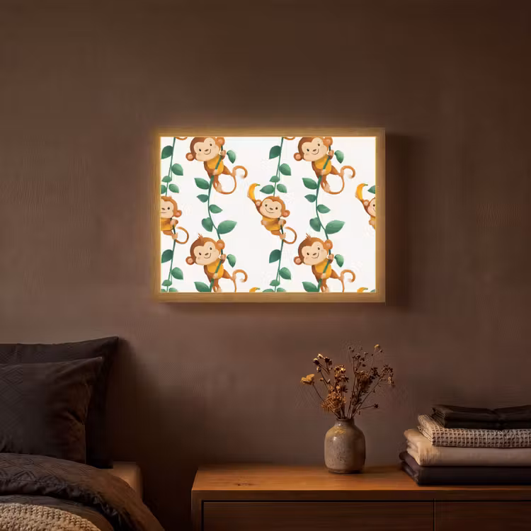 Apen - Lianen - Kleurrijk Light Box met batterij (Wandlamp) middel 907 -sfeer4
