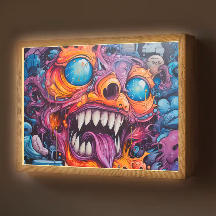 Monster - Graffiti - Kleuren - Oranje Light Box met batterij (Wandlamp) middel -z3d_website