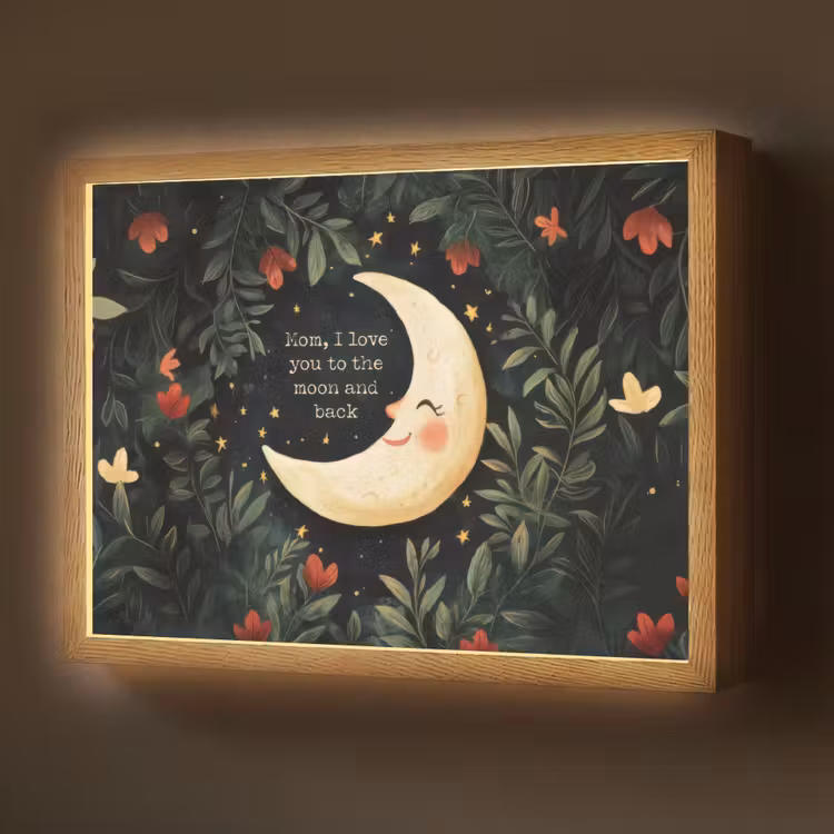 Maan - Quote - Bloemen - Sterren Light Box met batterij (Wandlamp) middel -z3d_website