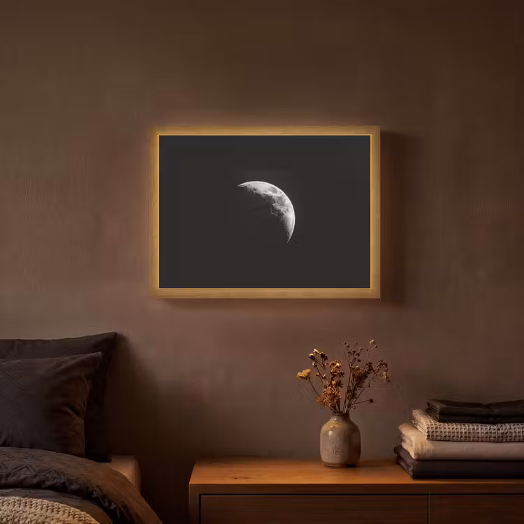 Maan - Hemel - Zwart - Schaduw Light Box met batterij (Wandlamp) middel -sfeer4