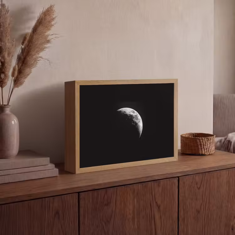 Maan - Hemel - Zwart - Schaduw Light Box met batterij (Wandlamp) middel -sfeer2