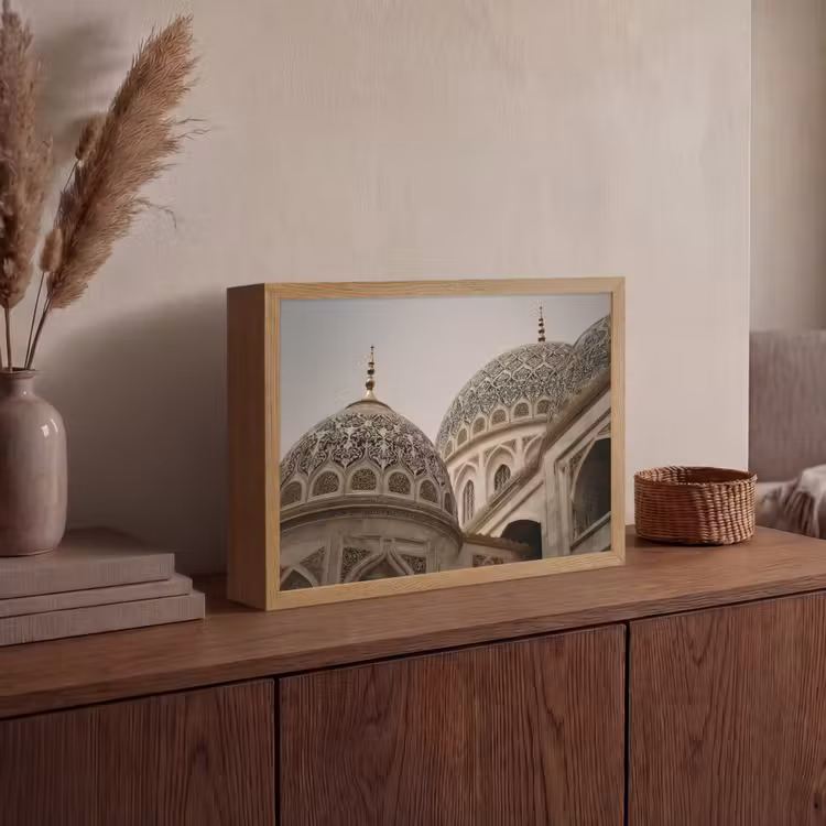 Mozaïekkoepels - Gouden spitsen - Islamitisch Light Box met batterij (Wandlamp) middel -sfeer2