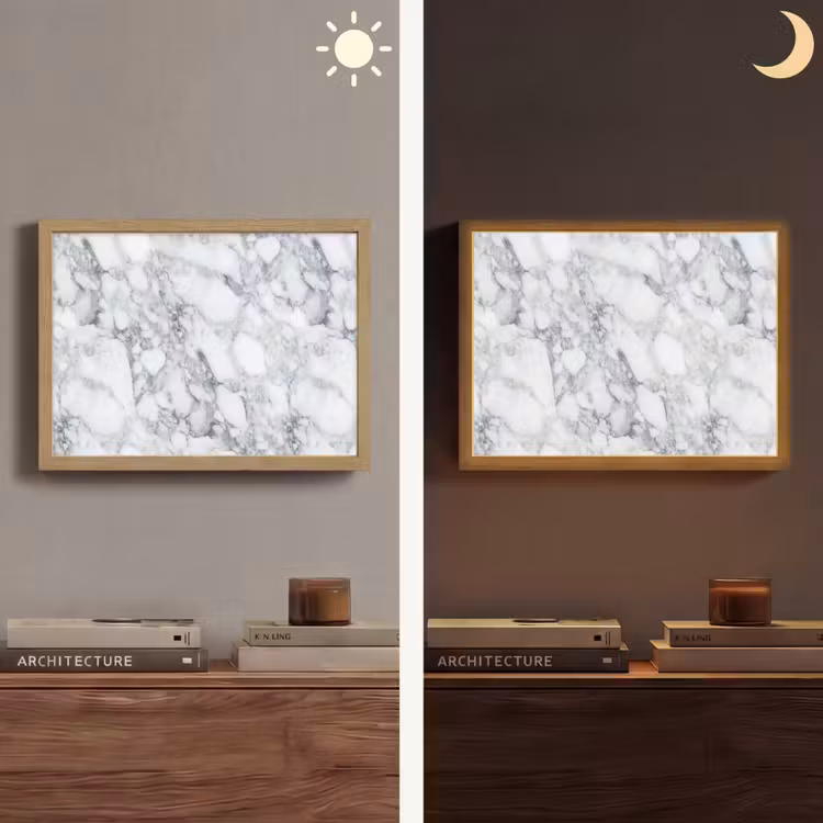 Mozaïek - Marmer - Wit - Onregelmatig Light Box met batterij (Wandlamp) middel 907 -sfeer3