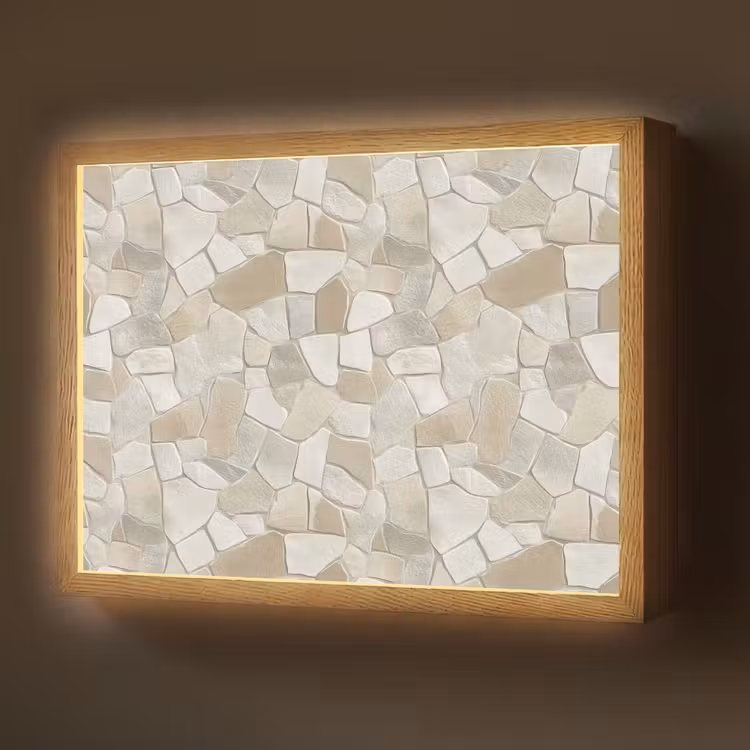 Mozaïek - Stenen - Beige Light Box met batterij (Wandlamp) middel 907 -z3d_website