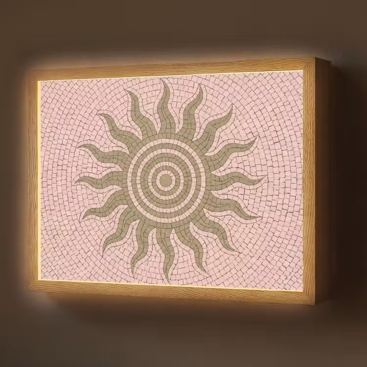 Mozaïek - Zon - Patroon - Klassiek - Roze Light Box met batterij (Wandlamp) middel -z3d_website