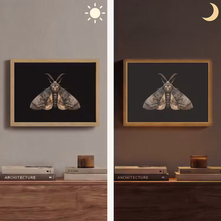 Mot - Bladachtig - Grijs Light Box met batterij (Wandlamp) middel -sfeer3