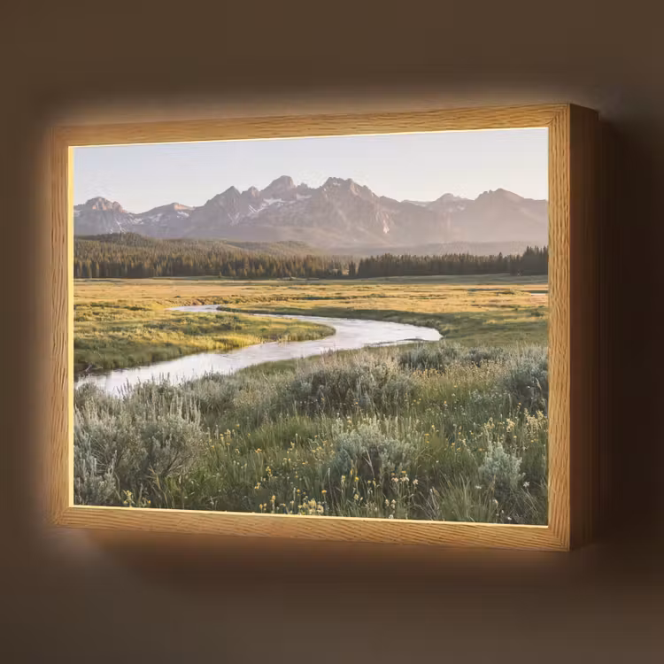 Berglandschap - Rivier - Bos Light Box met batterij (Wandlamp) middel -z3d_website