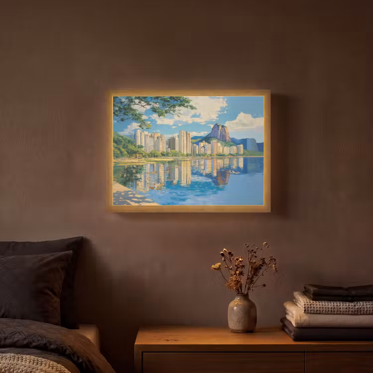 Berg - Skyline - Strand - Water Light Box met batterij (Wandlamp) middel -sfeer4