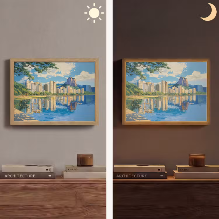Berg - Skyline - Strand - Water Light Box met batterij (Wandlamp) middel -sfeer3