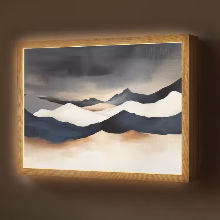 Bergen - Donkerblauw - Landschap Light Box met batterij (Wandlamp) middel -z3d_website