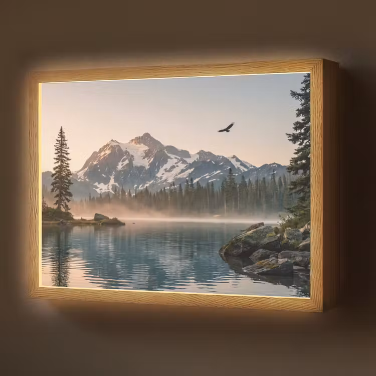 Bergen - Water - Bomen Light Box met batterij (Wandlamp) middel -z3d_website