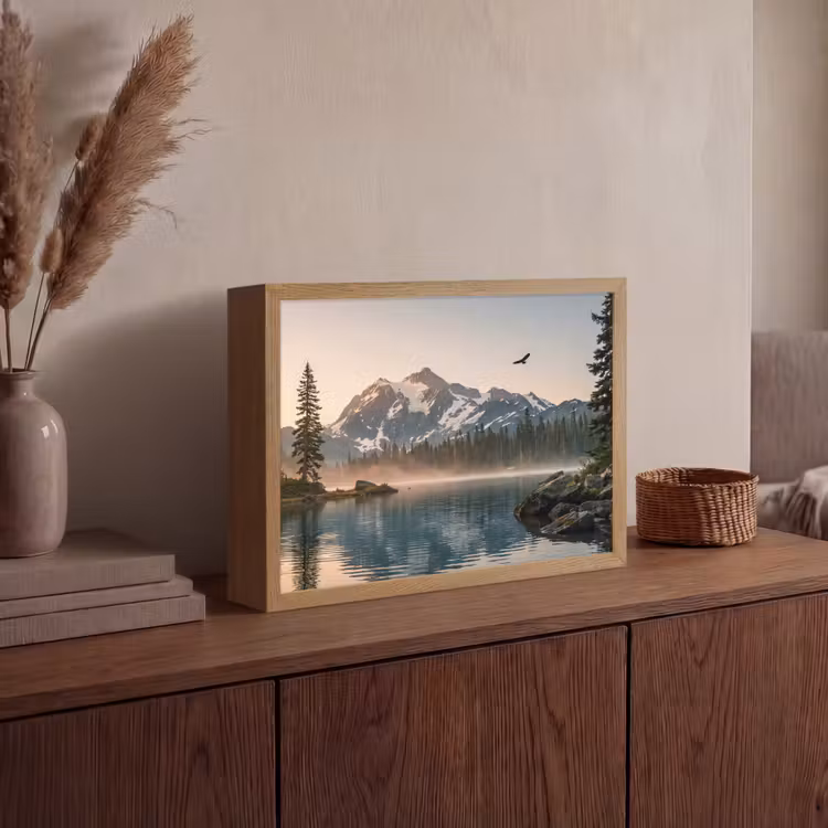 Bergen - Water - Bomen Light Box met batterij (Wandlamp) middel -sfeer2
