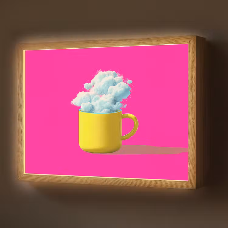Mok - Wolken - Roze - Minimalitisch Light Box met batterij (Wandlamp) middel -z3d_website