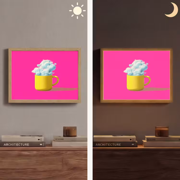 Mok - Wolken - Roze - Minimalitisch Light Box met batterij (Wandlamp) middel -sfeer3