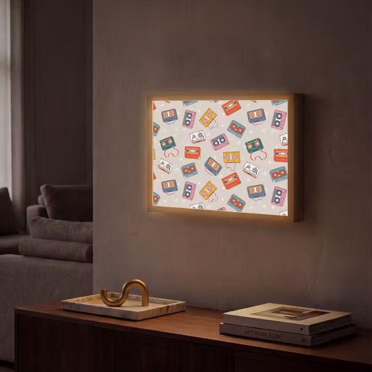 Muziek - Cassette - Patroon Light Box met batterij (Wandlamp) middel 907 -sfeer1