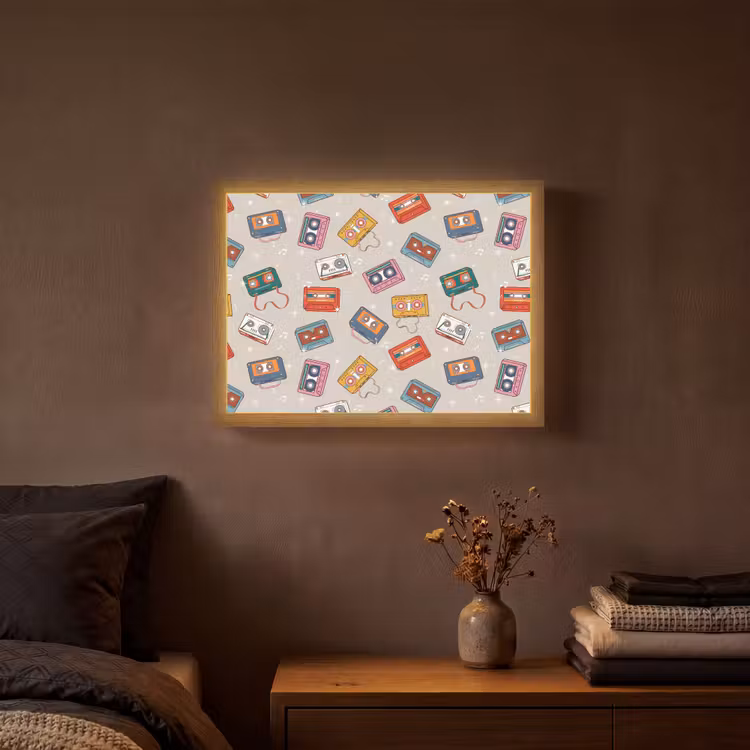 Muziek - Cassette - Patroon Light Box met batterij (Wandlamp) middel 907 -sfeer4