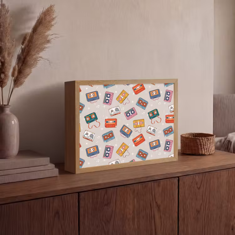 Muziek - Cassette - Patroon Light Box met batterij (Wandlamp) middel 907 -sfeer2