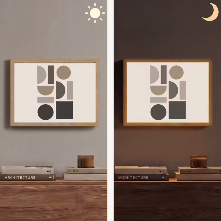 Natuurlijke tinten - Grafisch - Verticale compositie Light Box met batterij (Wandlamp) middel -sfeer3
