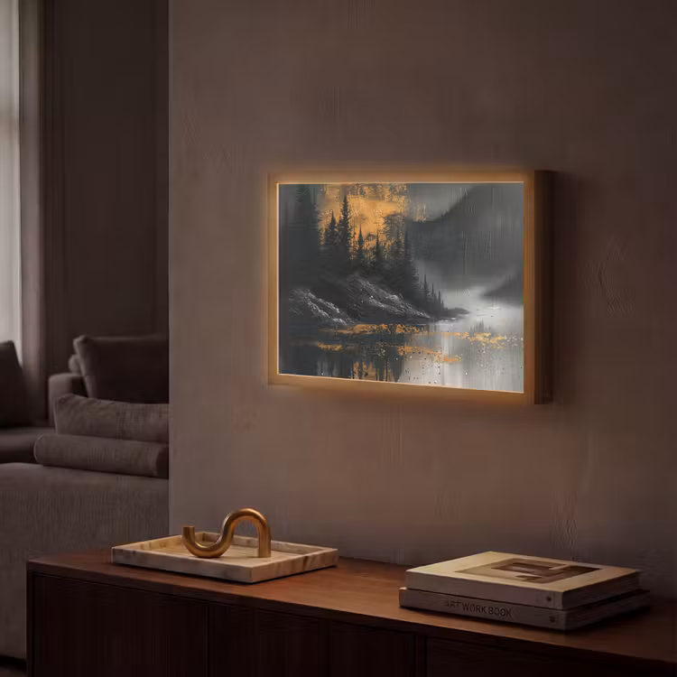 Natuur - Abstract - Landschap - Modern Light Box met batterij (Wandlamp) middel -sfeer1