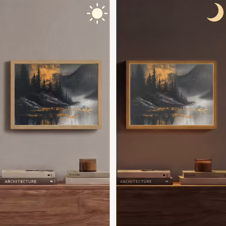 Natuur - Abstract - Landschap - Modern Light Box met batterij (Wandlamp) middel -sfeer3