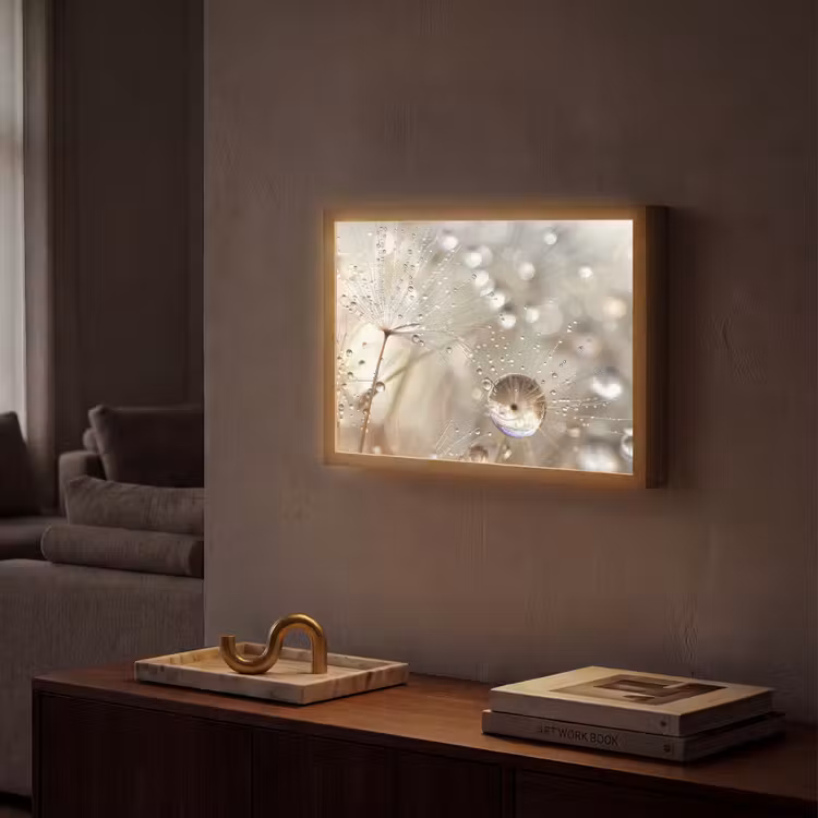 Natuur - Bloemen - Druppels - Regen Light Box met batterij (Wandlamp) middel -sfeer1