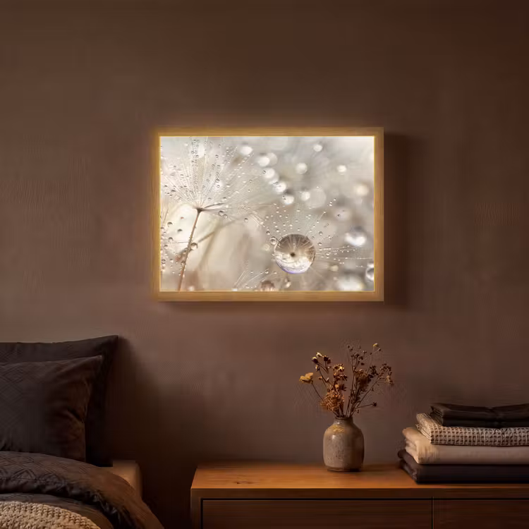 Natuur - Bloemen - Druppels - Regen Light Box met batterij (Wandlamp) middel -sfeer4