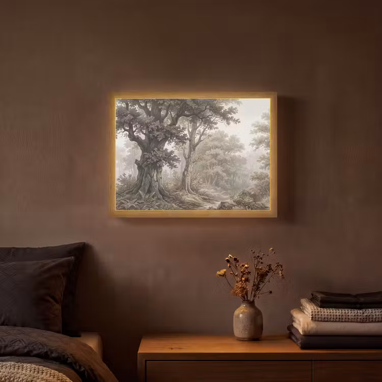 Natuur - Bos - Eik Light Box met batterij (Wandlamp) middel -sfeer4