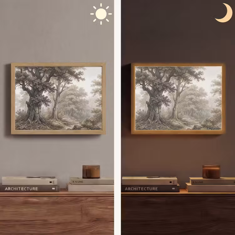 Natuur - Bos - Eik Light Box met batterij (Wandlamp) middel -sfeer3