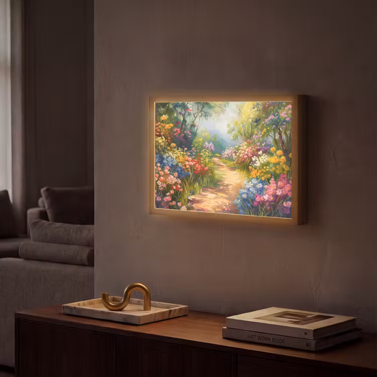 Natuur - Landschap - Bloemen - Kleurrijk Light Box met batterij (Wandlamp) middel -sfeer1