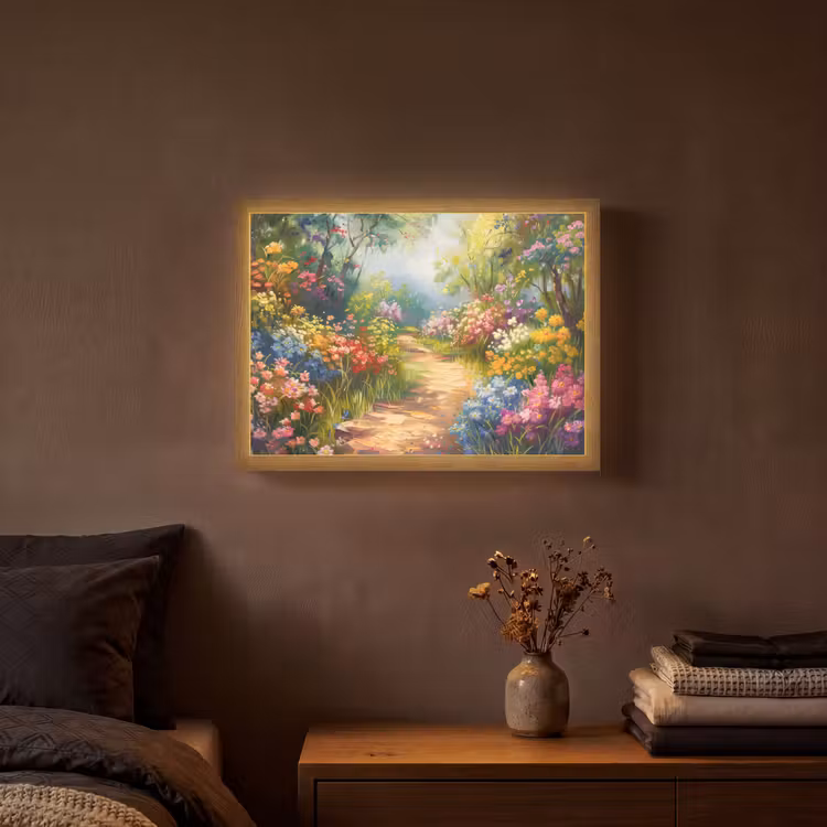 Natuur - Landschap - Bloemen - Kleurrijk Light Box met batterij (Wandlamp) middel -sfeer4