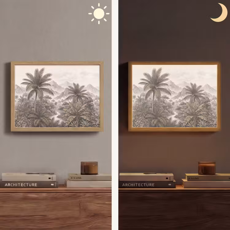 Natuur - Bergen - Rivier - Tropisch - Vintage Light Box met batterij (Wandlamp) middel -sfeer3