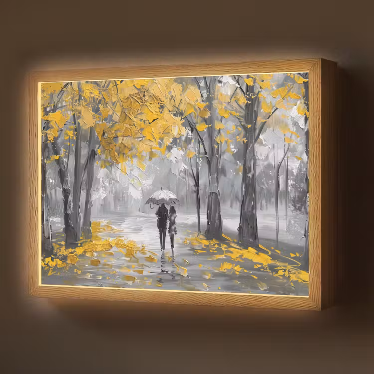Natuur - Geel - Park - Zwart - Wit Light Box met batterij (Wandlamp) middel -z3d_website