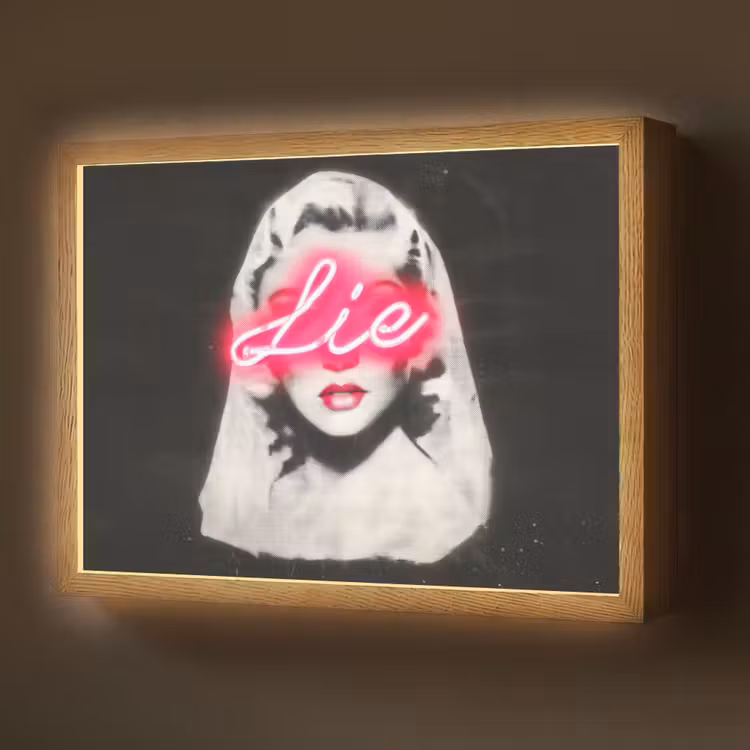 Neon - Letters - Vintage - Vrouw Light Box met batterij (Wandlamp) middel -z3d_website
